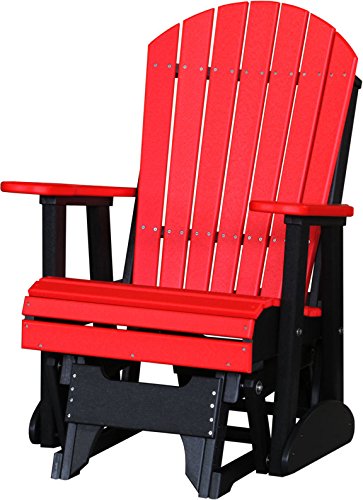 Outdoor Poly 2 Foot Porch Glider - Adirondack Design-Red and Black Color