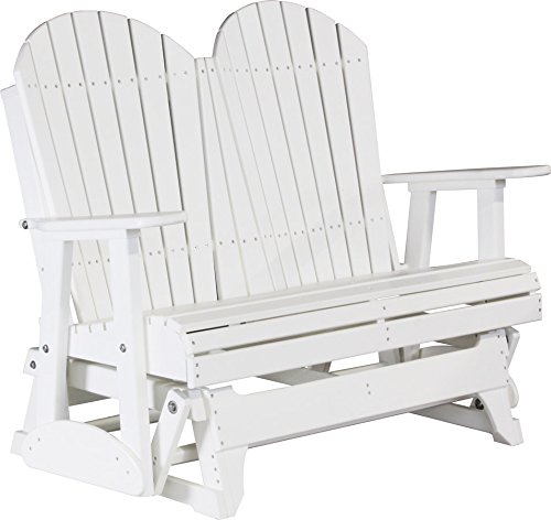 Outdoor Poly Lumber Wood 4 Foot Porch Glider - Adirondack Design WHITE Color