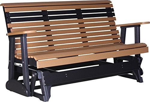 Outdoor Poly lumber wood 5 Foot Porch Glider - Plain Rollback Design CEDARBLACK Color