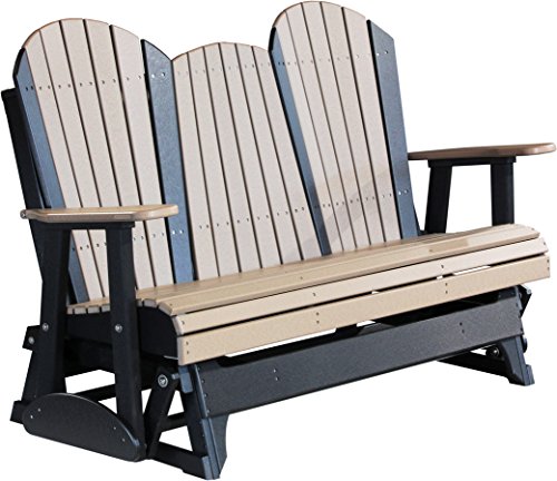 Outdoor Polywood 5 Foot Porch Glider - Adirondack Design WEATHERWOODBLACK Color