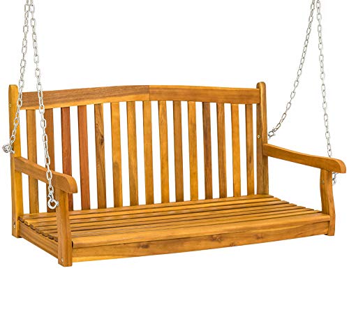 Peppermint Store Wooden Porch Swing with Hanging Chains - Brown BCAA