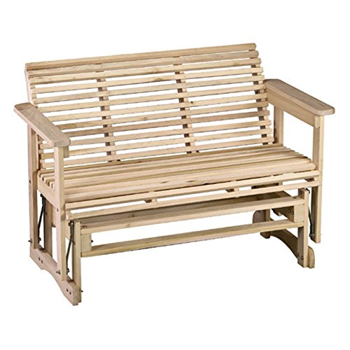 Beecham Swing Co Roll Bottom 4 ft Straight Back Wood Outdoor Glider Bench