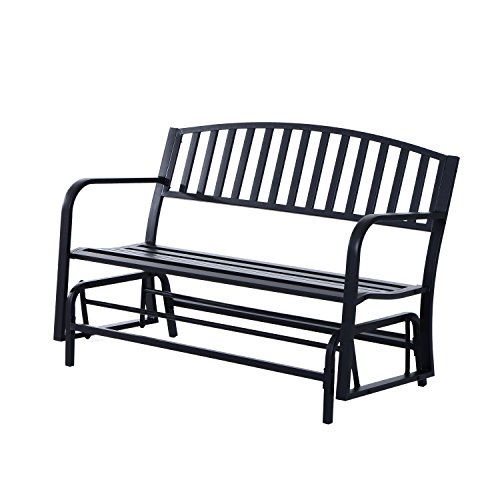 Outsunny 50&rdquo Outdoor Steel Patio Swing Glider Bench - Black