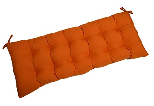 Solid Harvest Orange Indoor  Outdoor Tufted Cushion With Ties For Bench Swing Glider - Choose Size 60&quot X 18&quot