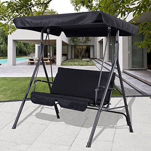 Ghp 55&quotx433&quotx60&quot 2-person Capacity Outdoor Patio Black Swing Yard Furniture Hammock