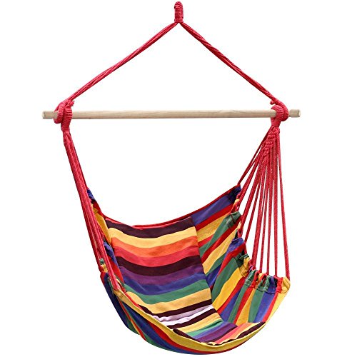 Yaheetech 39&quot Deluxe Hanging Rope Chair Outdoor Porch Swing Yard Tree Hammock Cotton Polyester