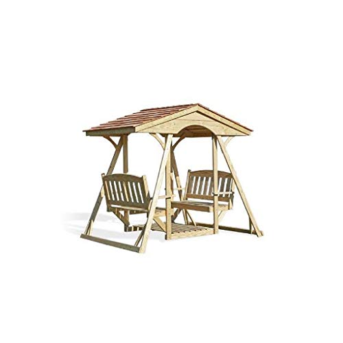 Furniture Barn USA Double Lawn Swing - Pressure Treated Pine in English-Style with Cedar Shingles