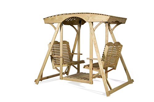 Furniture Barn USA Pressure Treated Pine Traditional Lattice Top Double Lawn Swing - Unfinished