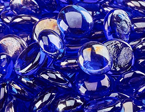 1/2" Fire Glass Beads For Indoor Or Outdoor Fire Pits Or Fireplace (deep Sea Blue Semi Reflective)