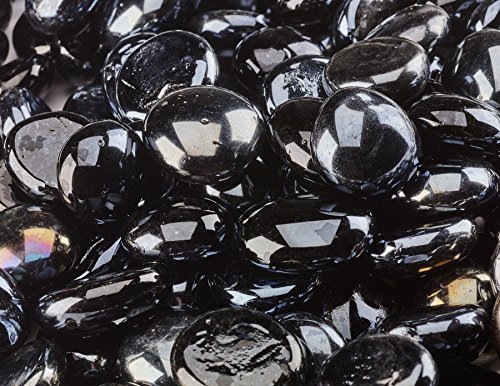 1/2" Fire Glass Beads For Indoor Or Outdoor Fire Pits Or Fireplace (midnight Black Semi Reflective)