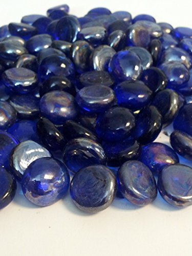 Dark Blue Metallic Flat Beads Fireglass 10 Pound Bag