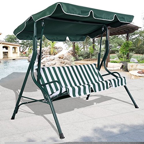 Fashion Green Outdoor Patio Swing Canopy 3 Person Awning Yard Furniture Hammock Steel