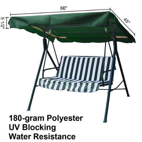 Heavy Duty Green Polyester Fabric 5Â½ 66-in by 45-in Outdoor Patio Swing Canopy Replacement Top Cover UV Block Sun Shade Waterproof for Porch Furniture Seat