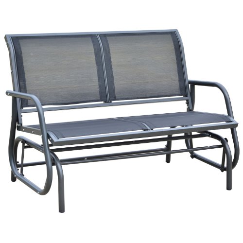 Outsunny 48&quot Outdoor Patio Swing Glider Bench Chair - Dark Gray