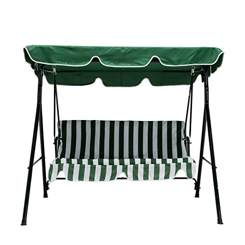 Uenjoy Outdoor 2 Seats Patio Canopy Swing Glider Hammock Backyard Porch Swing Green