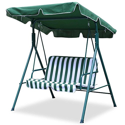 Yaheetech 2 Person Outdoor Patio Yard Swing Canopay With Irom Frame Uv Seat Cover 440 Lb Capacity Green