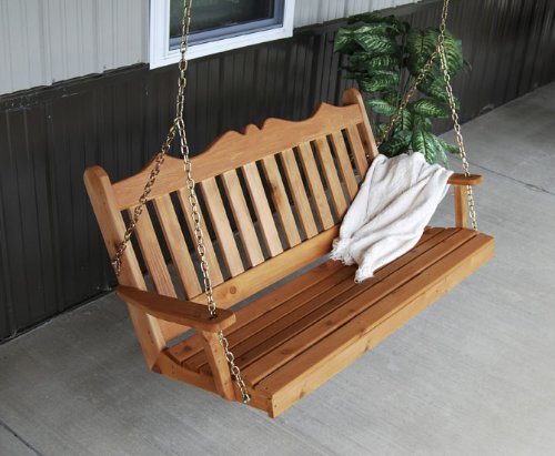 Cedar Outdoor 6 Foot Royal English Garden Porch Swing Unfinished Amish Made USA