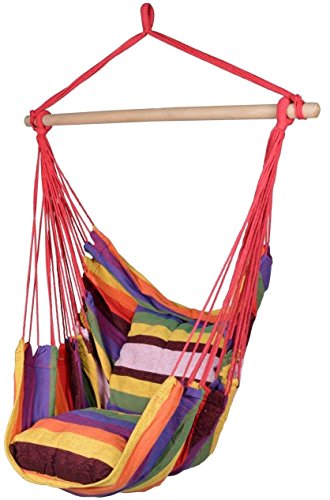 Deluxe Hanging Rope Chair Outdoor Porch Swing Yard Tree Hammock Cotton Polyester