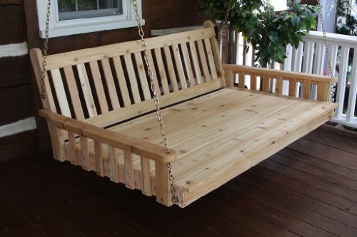 Outdoor 6 Traditional English Swing Bed - Oversized Porch Swing unfinished Pine Amish Made Usa