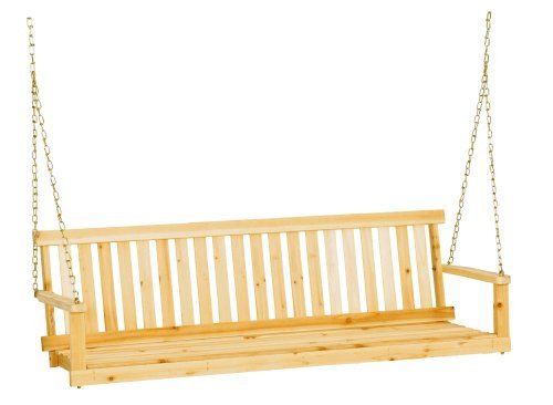 Premium Porch Swing Patio Swings Outdoor Wooden 2 Person Bench Furniture in 5 Ft Hanging Modern Log All Weather Style