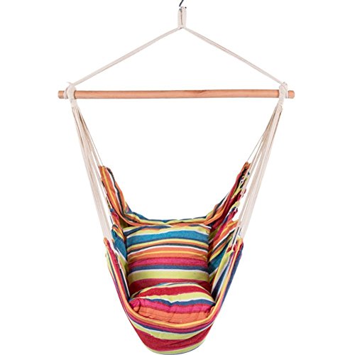 LazyDaze HammocksÂ Cotton Hanging Hammock Swing Chair with Cushions Rainbow