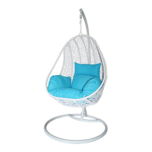 Ucharge Wicker Rattan Patio Swing Chair Outdoor Hammock Hanging Chair With Cushion white