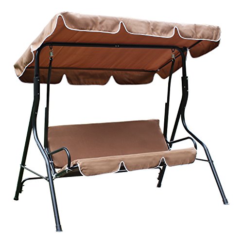 Homebeez Outdoor Chair Canopy Awning Porch Swings Bench For Two Or Three People Browncoffee