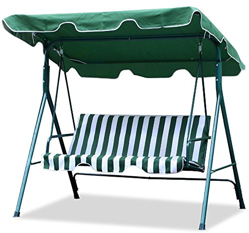 Yaheetech Green Patio Outdoor Swing Canopy With Weather Resistant Seat 3 Seats