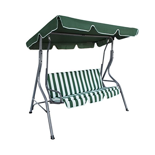 Aleko Swc02gr Outdoor Canopy Porch Swing Patio Bench Garden Swing Chair With Swing Top Cover Green