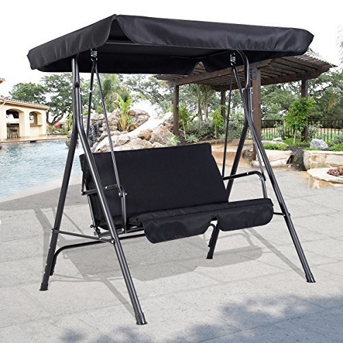 Giantex 2 Person Outdoor Patio Swing Canopy Awning Yard Furniture Hammock Steel Black by Giantex