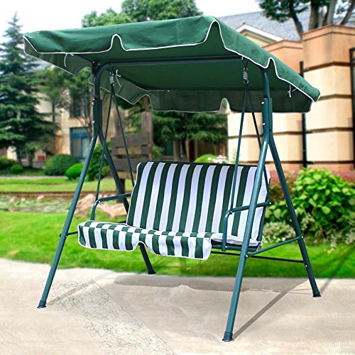 Kissemoji Green Outdoor Patio Swing Canopy Awning Yard Furniture Hammock Steel 2 Person