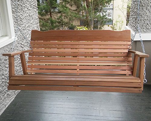 4 Natural Cedar Porch Swing Amish Crafted - Includes Chainamp Springs