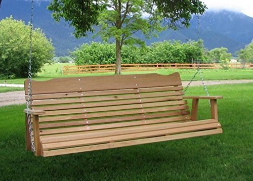 5 Natural Cedar Porch Swing Amish Crafted - Includes Chainamp Springs