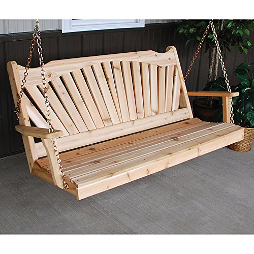 A&L Furniture Co Fanback Red Cedar Porch Swing  4 Foot Unfinished