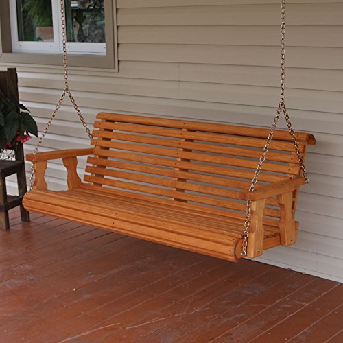 Amish Heavy Duty 800 Lb Roll Back 4ft Treated Porch Swing - Cedar Stain