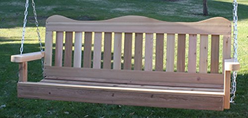 Brand New Decorative Cedar Porch Swing with Hanging Chain - 6 Foot Stained