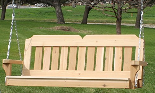 Brand New Victorian Cedar Porch Swing with Hanging Chain and Cupholders - 6 Foot Stained