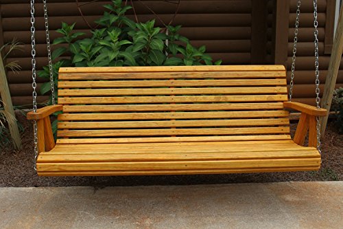 Roll Back Amish Heavy Duty 800 Lb 5ft Porch Swing - Cedar Stain - Made In Usa