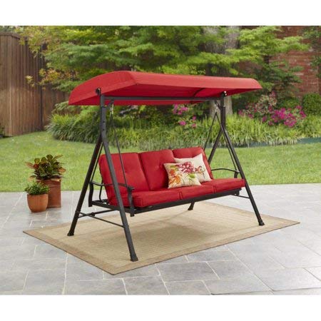 3-Person Canopy Porch Swing Bed by Mainstays Red