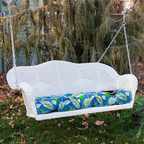 Blazing Needles Outdoor Wicker Porch Swing Cushion - Tropique Raven