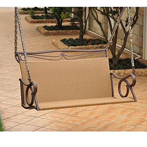 International Caravan Valencia Steel And Resin Wicker Porch Swing 4100-dbl-hy Seats 2 Brown