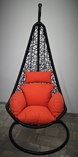 NewSpring Patio Wicker Porch Swing Chair with Cushions BrownBlack Brown