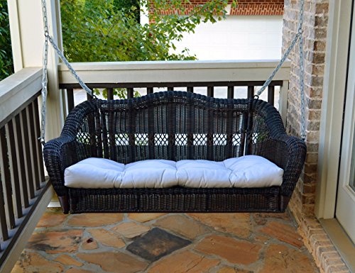 Tortuga Portside Porch Swing Dark Roast Wicker with Custom Cushion Fabric