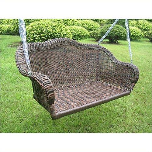 Wicker Resinsteel Patio Porch Swing In Antique Black