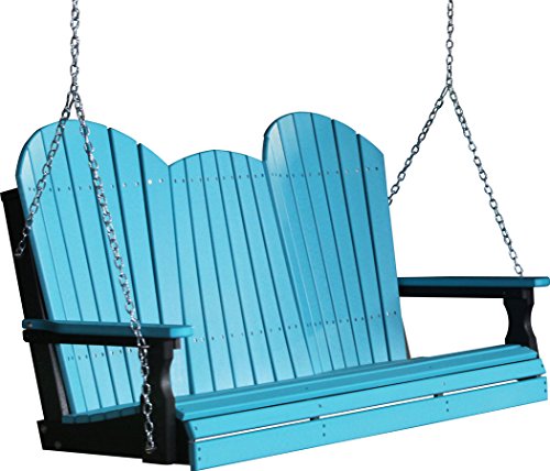 Outdoor Poly 5 Foot Porch Swing - Adirondack Design -Aruba Blue Color