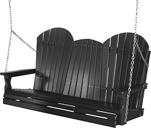 Outdoor Poly 5 Foot Porch Swing - Adirondack Design-Black Color