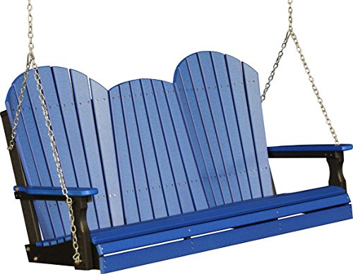 Outdoor Poly 5 Foot Porch Swing - Adirondack Design -Blue and Black Color