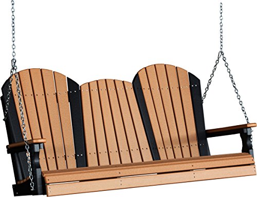 Outdoor Poly 5 Foot Porch Swing - Adirondack Design -Cedar and Black Color