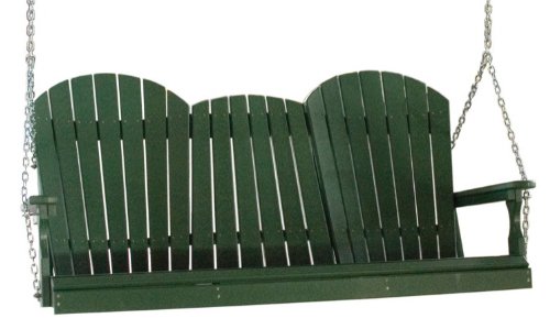 Outdoor Poly 5 Foot Porch Swing - Adirondack Design -Green Color