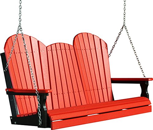 Outdoor Poly 5 Foot Porch Swing - Adirondack Design -Red and Black Color